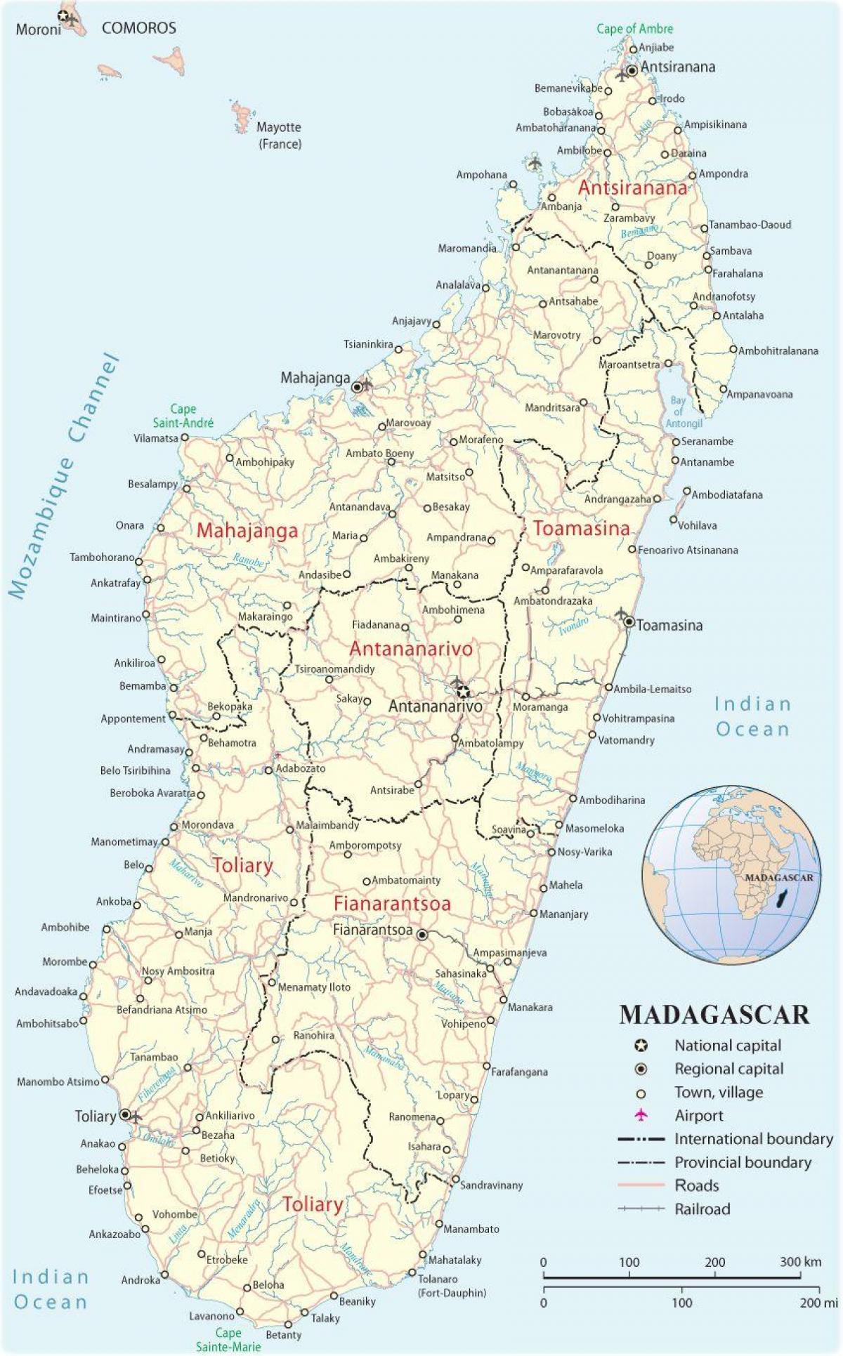 Karte der Flughäfen in Madagaskar