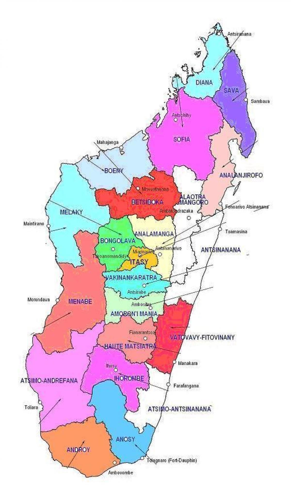 Karte von Madagaskar Regionen