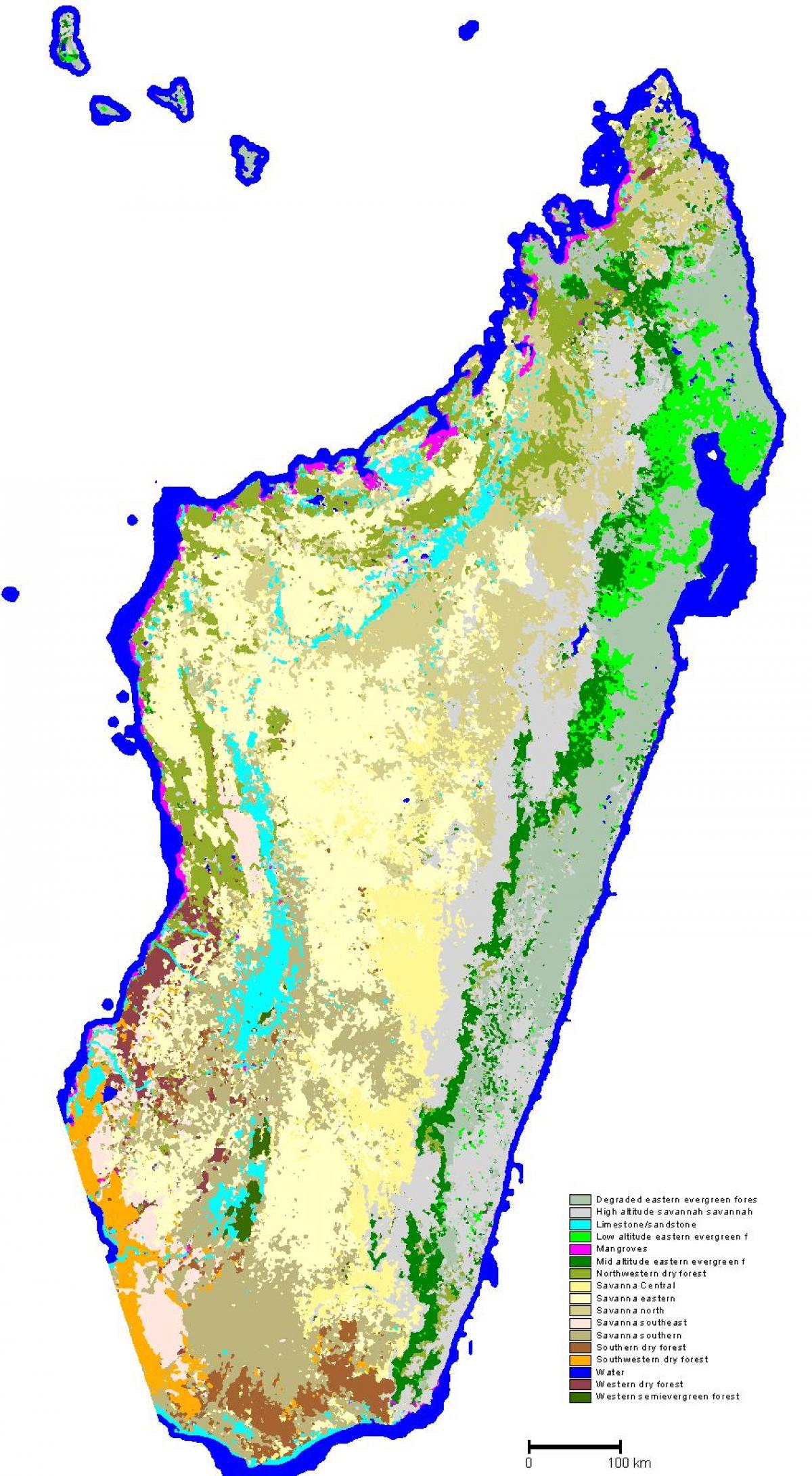 Karte von Madagaskar vegetation