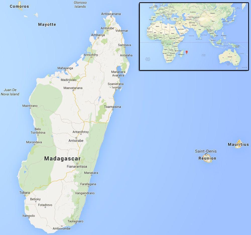 Karte der Inseln in der Nähe von Madagaskar
