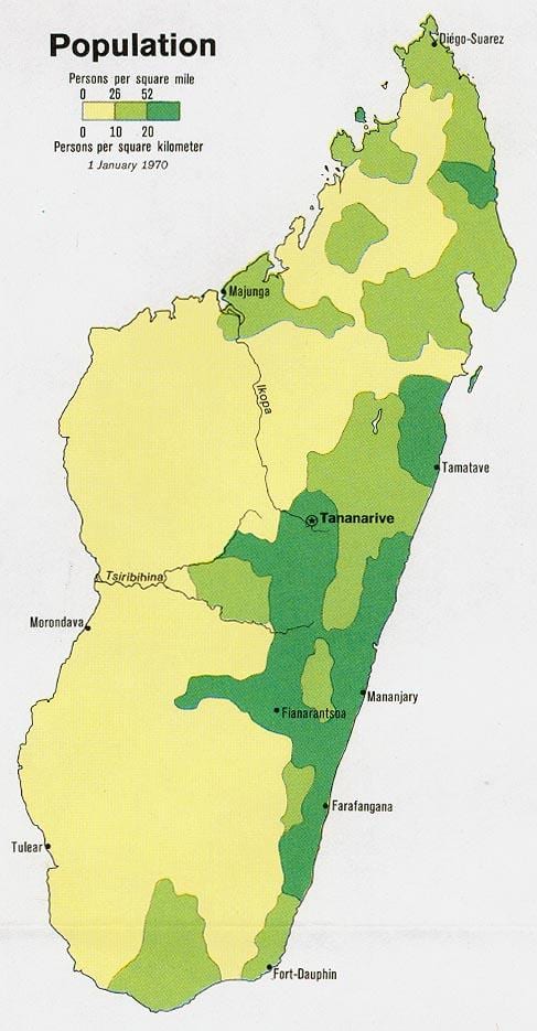 Madagaskar Bevölkerung Dichte Karte