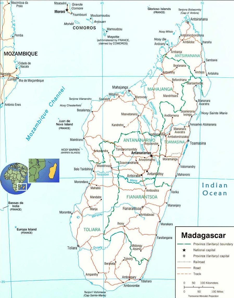 Karte von Madagaskar-Fluss
