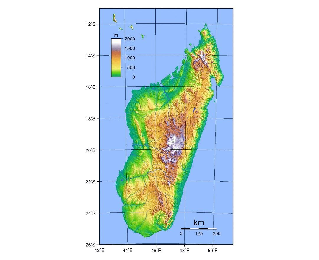 Karte von Madagaskar Höhe