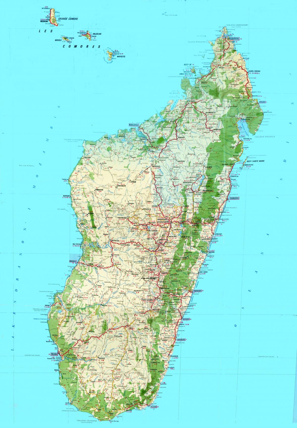 Karte von Madagaskar topographische