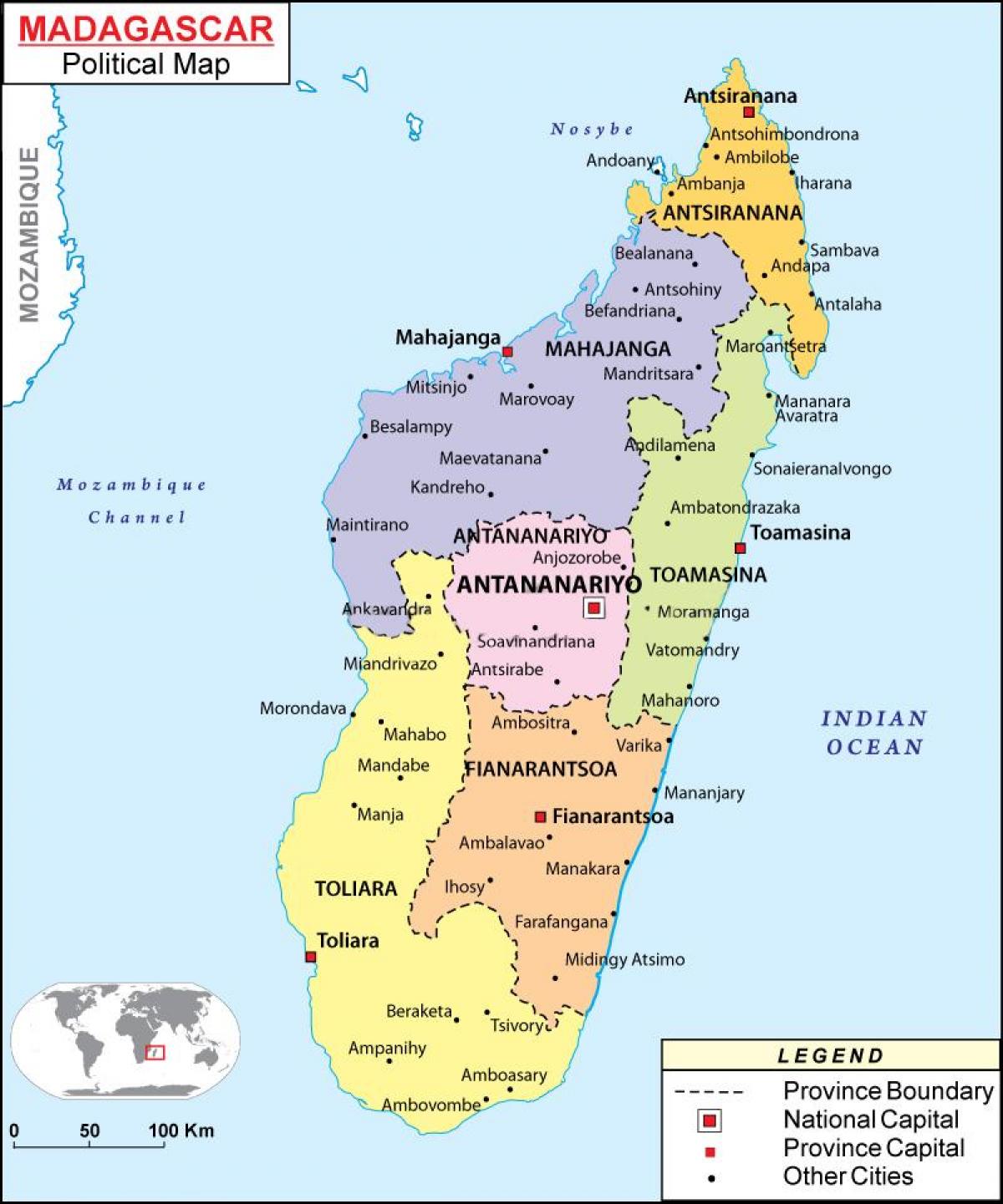 Karte politische Karte von Madagaskar