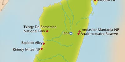 Karte von Madagaskar Berge