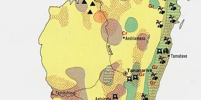 Karte von Madagaskar mit natürlichen Ressourcen